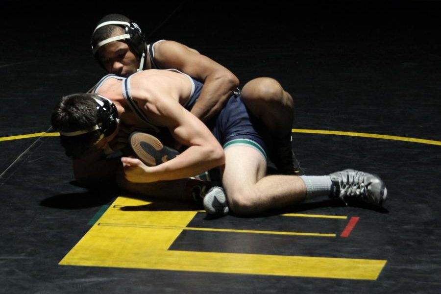 Senior+Jaylen+Carson+controls+a+Timberland+wrestler.+The+Lancers+won+the+meet+against+Timberland+43-21%2C+but+the+two+teams+will+not+face+each+other+this+season.+