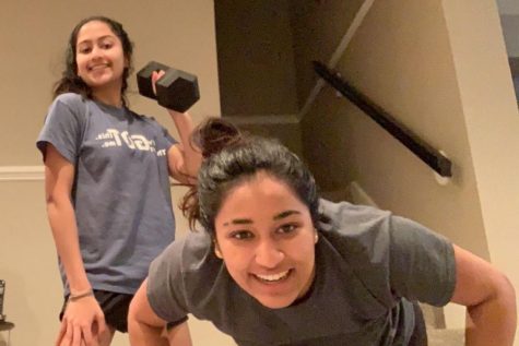 While quarantine has shut down public gyms, senior Vrisha Jagdish and her family find ways to work out at home.