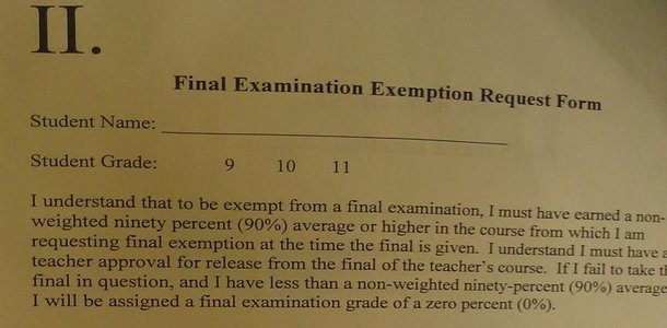 Final exam exemption forms now available