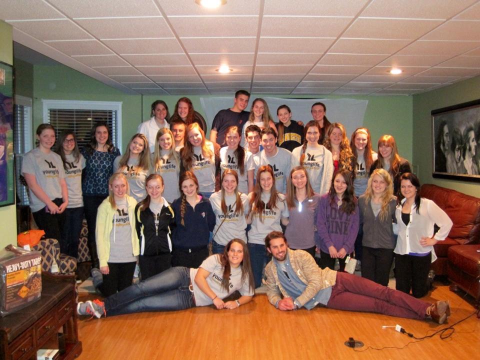 At the first YoungLife gathering on Thursday, February 28, 2013, the new club gathered for a photo.