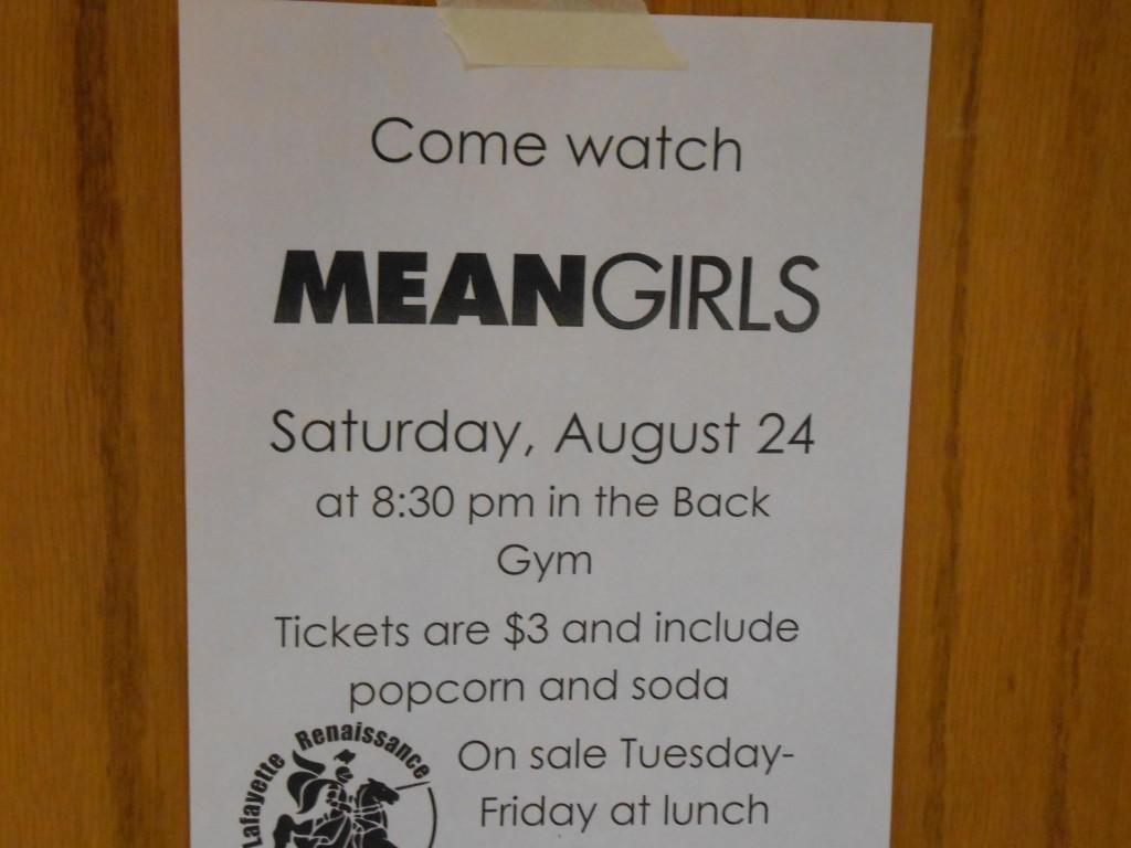 Renaissance to sponsor showing of Mean Girls on Saturday, August 24