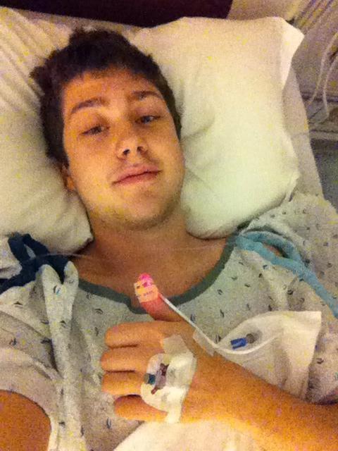 Senior Luke Bowerman displays his positivity with a selfie at his most recent surgery.