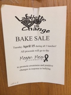 Be The Changes bake sale will take place April 15 at lunch.