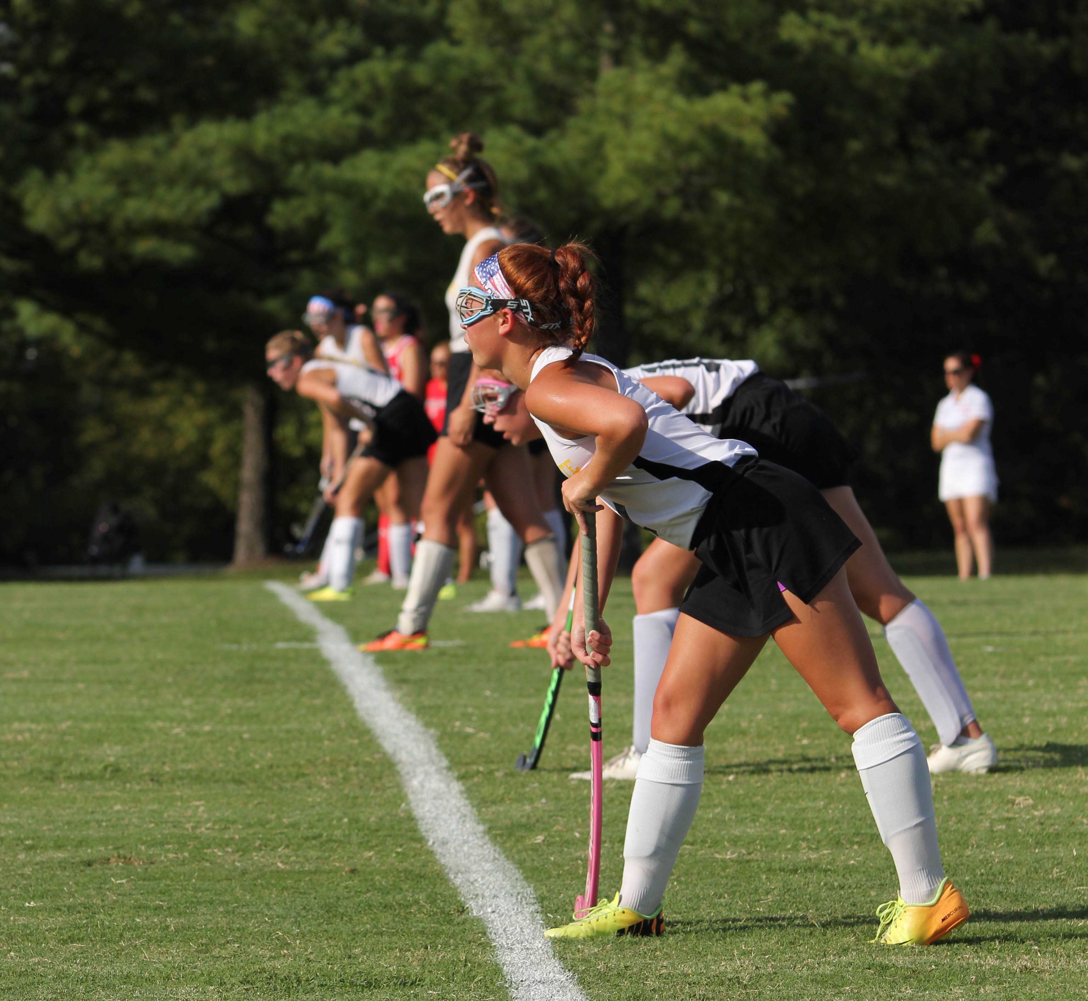 The team gets ready to receive the ball from Ursuline. The Lady Lancers would go on to win the game 4-0.