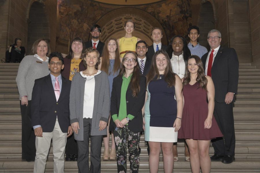 The 14 Lafayette students who received the Glory of Missouri awards traveled to the State Capitol to accept their awards. 