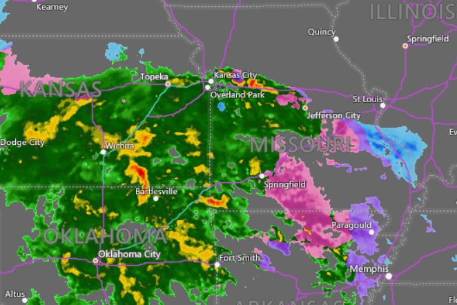 This weather radar from accuweather.com shows the position of the storm as of Jan. 11 at 10:30 a.m.