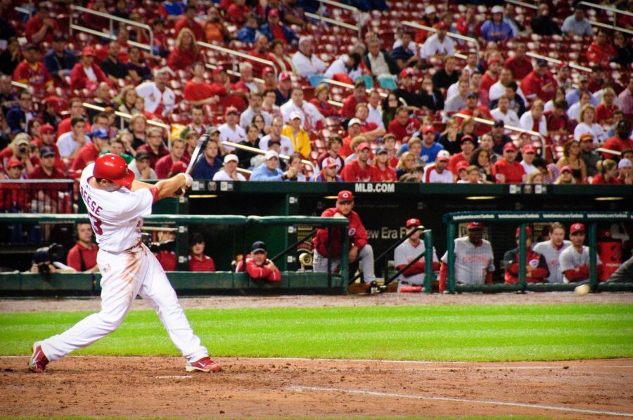 David Freese faces off against the Cincinnati Reds while playing with the St. Louis Cardinals on April 30, 2010. Image by Dave Herholz published under Creative Commons license.