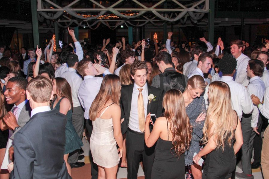 Students dance under the lights of the 2019 Lafayette Winter Formal that was themed Ice, Ice Baby.