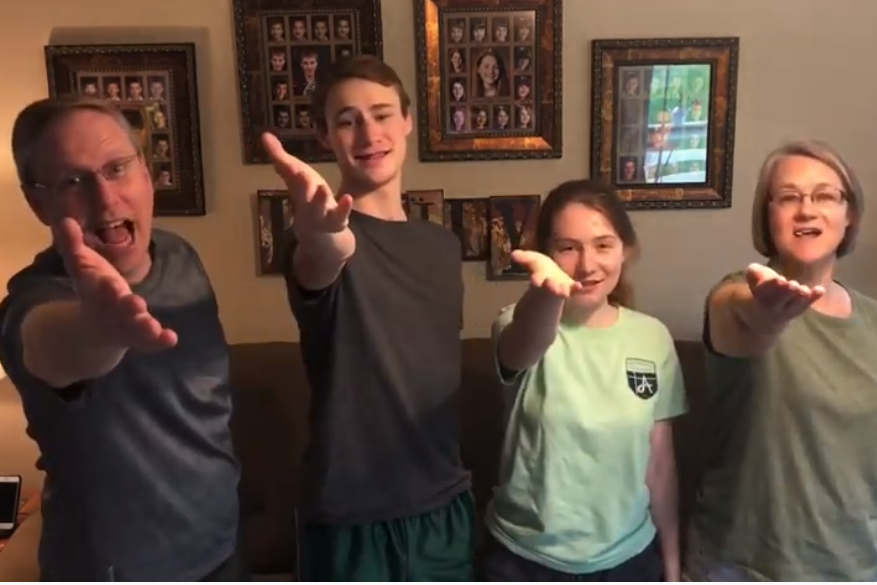 Sophomore Peter Schaper and his family perform Shelter in your places, a parody of Mr. Roboto by Styx for their Super Schaper Sing-Off. This event was hosted virtually by the Schaper family but included participants from many families at Lafayette.