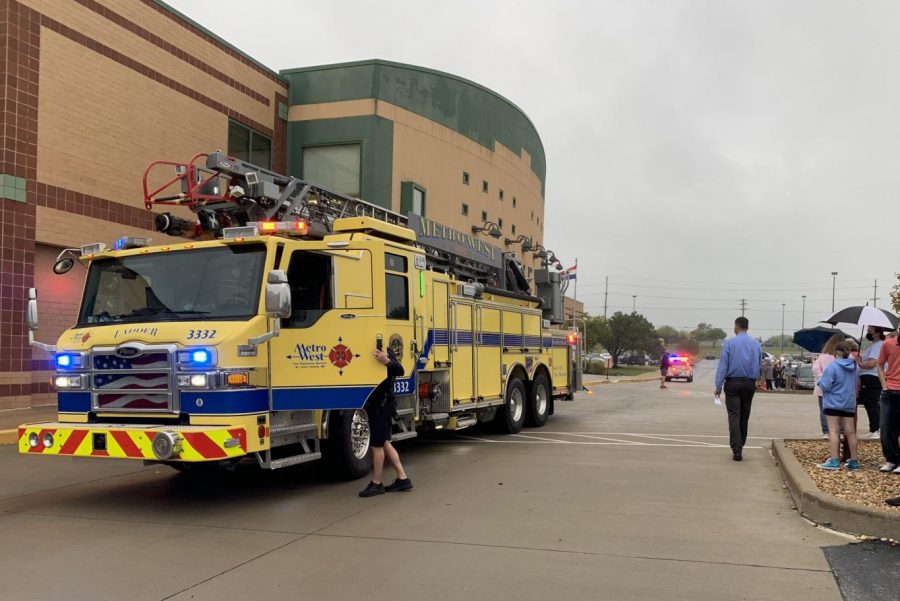 Firefighters arrive at Lafayette High School after an alarm sounds at the school during 1st Hour on Sept. 21.