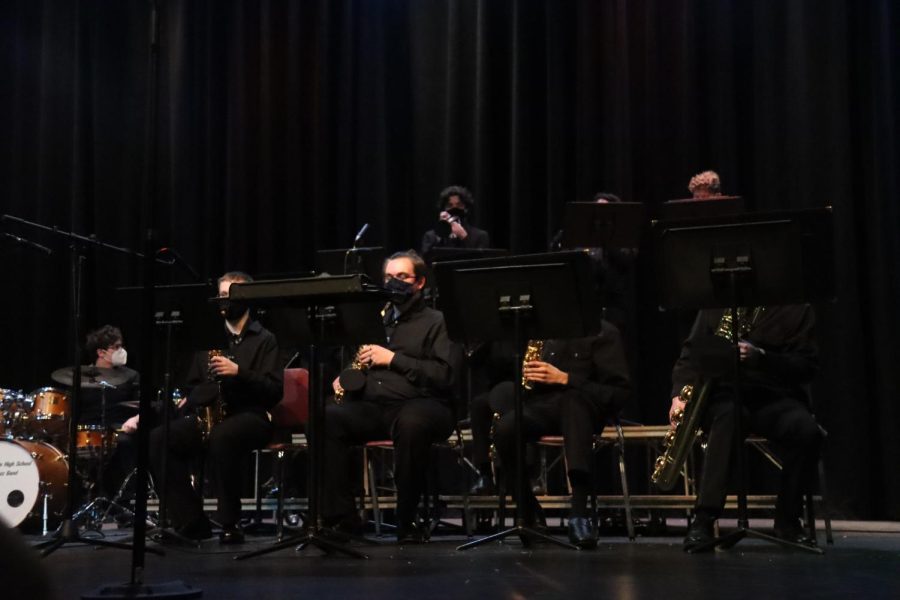 The Marquette High School Jazz Band performs insert, one of two of their pieces. Marquette was just one of five bands that performed at the Rockwood Jazz Festival. Other schools included Rockwood Summit, Eureka, Rockwood Valley and Lafayette.