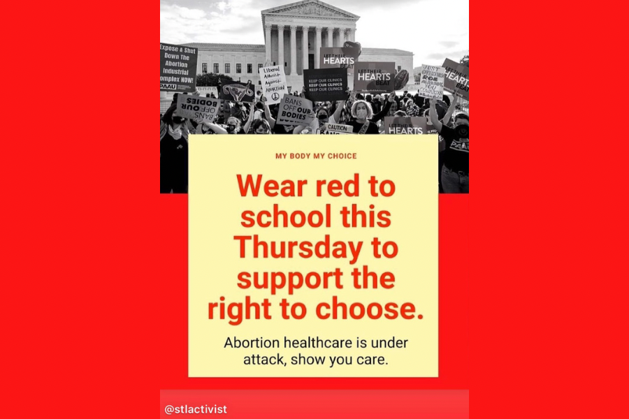 @stlactivists posted on Instagram to try and get students from different schools to wear red. According to the post, a student sent this to the account as part of something they were doing for their school.