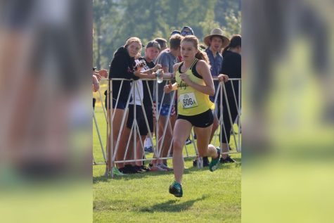 At the Forest Park Festival on Sept. 10, Lafayette varsity girls cross country senior Grace Tyson runs a long course. She placed first, with a time of 18:30.40 and Lafayette placed second overall in that meet.
