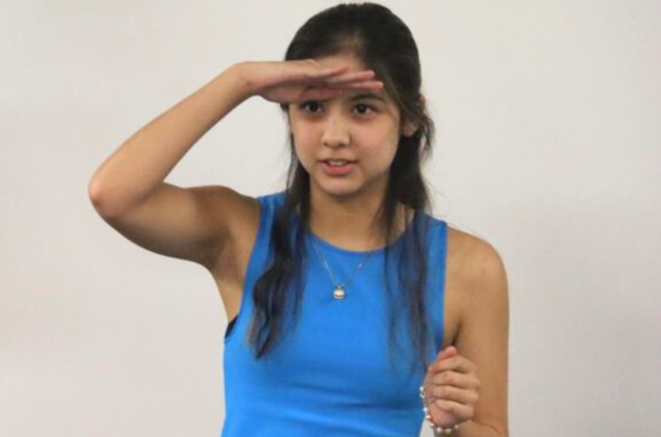 During the first Undefined practice of the year, Undefined captain, senior Keira Makalintal, plays an improv game. Makalintal and senior Luke Tipton became Undefined captains to develop their skills. “I prioritize experiences that are enriching for me,” Makalintal said.