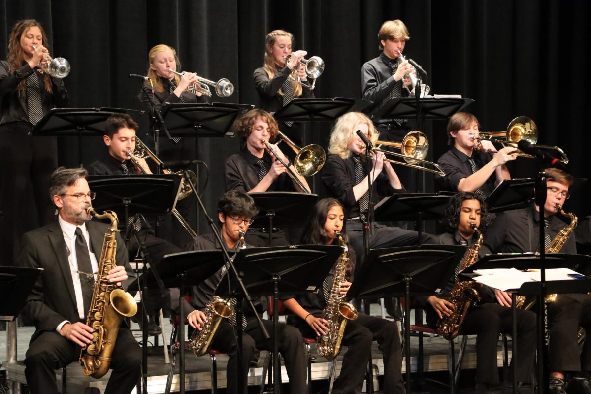 Lafayette Jazz Ensemble plays in their annual charity concert to collect non-perishable foods to donate to the Circle of Concern. The ensemble along with Vox Solus combined raised about 1,800 food items and $503 in donations in 2022.