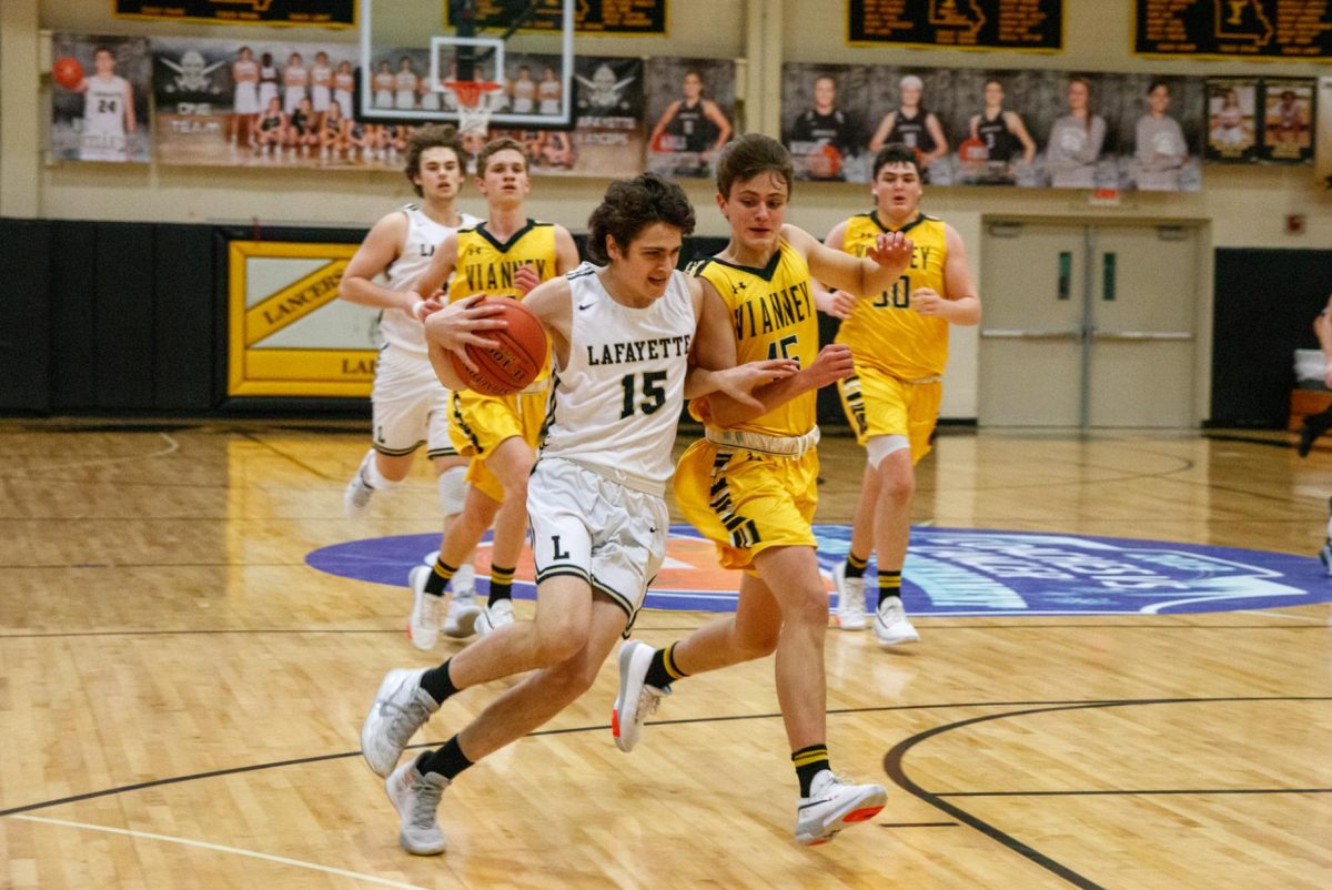 On Dec. 27, 2019, Class of 2021 graduate Sam Murray plays in the annual Coaches vs. Cancer basketball game. In their game against Vianney, Lafayette won 50-46.