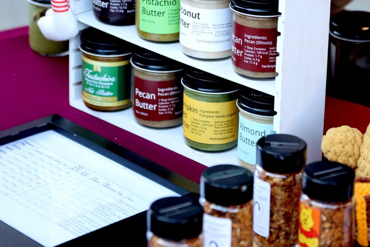 Ingredients are listed on a spreadsheet on the front left side of Herb N Pepper owner Anthony Lynchs booth. He advertises his products as food made simply due to the small amount of ingredients used.
