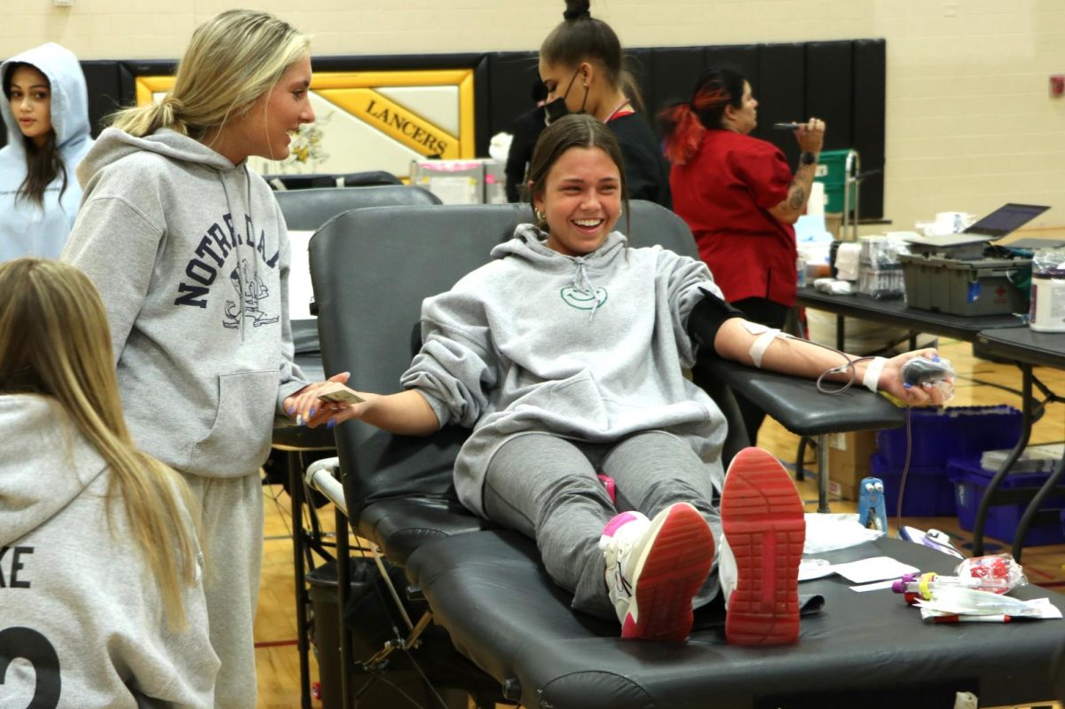 Senior Brianna Stitch donates blood on Jan. 27, 2023. STUCOs blood drive last year. ARC collected 81 pints of blood during last years drive.