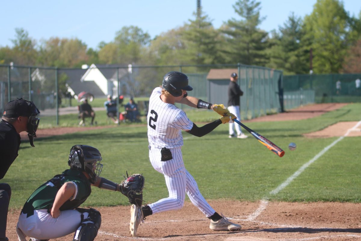 Sophomore Chase Roeder hits against Lindbergh on April 17. The Lancers won the game 2-1.
