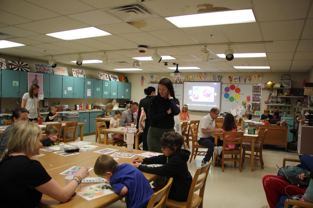 During 2nd Hour, staff members and their kids painted with watercolors in Room 209 with art teacher Megan ODonnell. 