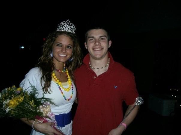 For his senior homecoming dance, social studies teacher Zach McDaniel (right) was voted homecoming court with his friend (left).