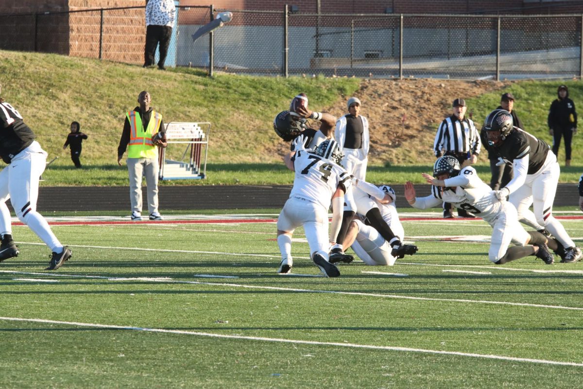 Junior linebacker Noah Ice sacks Ritter quarterback Carson Boyd.