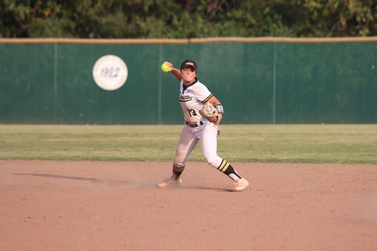 Against Parkway West, junior short stop Riley Mulligan makes a play. Mulligan helped the Lancers win State after hitting a walk-off homerun. "I've been able to grow at the plate quite a bit, and I was able to step up big at the plate," Mulligan said.