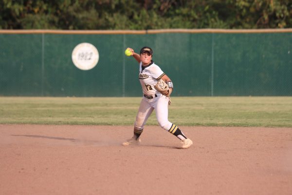 Against Parkway West, junior short stop Riley Mulligan makes a play. Mulligan helped the Lancers win State after hitting a walk-off homerun. "I've been able to grow at the plate quite a bit, and I was able to step up big at the plate," Mulligan said.