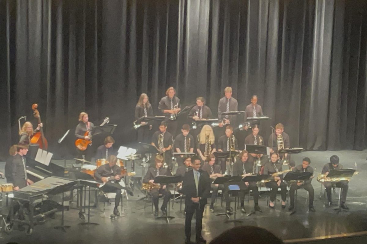 After being introduced by music teacher Brad Balog, the LHS Jazz Band plays their first song of the night, "Hay Burner." Right before Thanksgiving, all proceeds from this concert went towards the circle of concern food pantry.