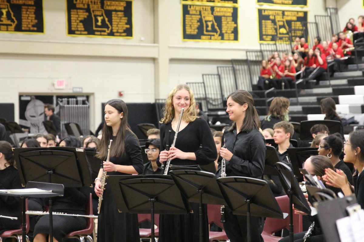 St. Louis All Suburban Band and Missouri All State Collective members were recognized during the concert. Among them were sophomores Claire Eltoft and Emma Hagen, as well as freshman Amanda Vache.