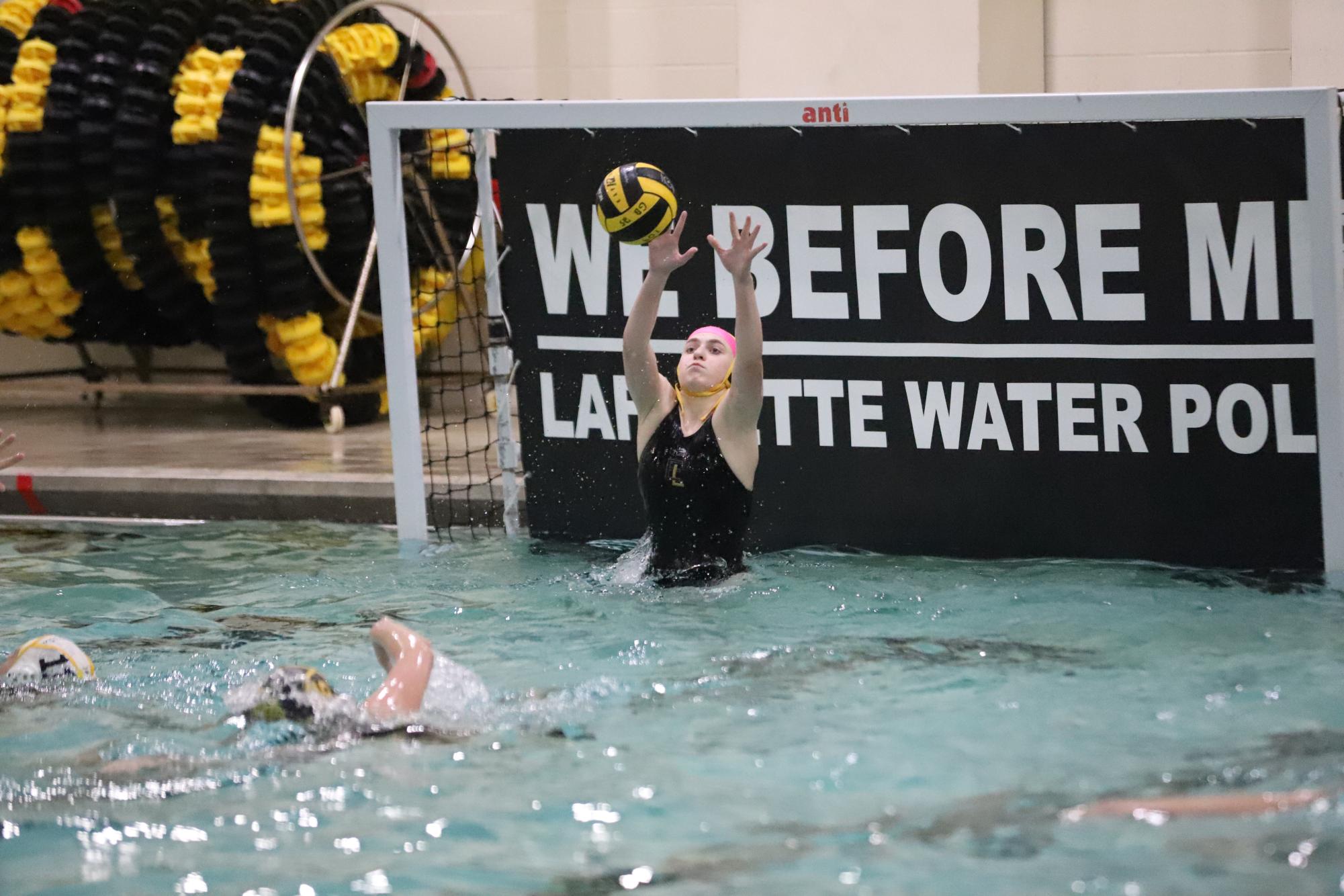 After a shot from a 'Ville attacker, sophomore goalkeeper Sydney Schott makes the save. Lafayette-Eureka defeated Mehlville-Oakville 9-4 on Thursday, Apr. 24.