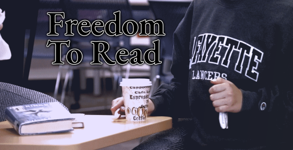 A Lancer sits down during the library's Freedom to Read week activities, Tuesday, October 7, 2025