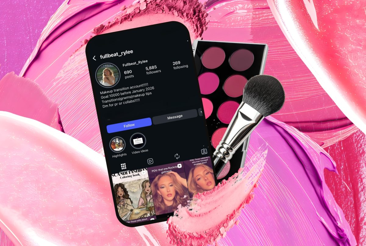 Combining her love for content creation and makeup, junior Rylee Wathen created a beauty social media account on Instagram, Mar 2., 2024. Art made with Canva by Darby Morel.