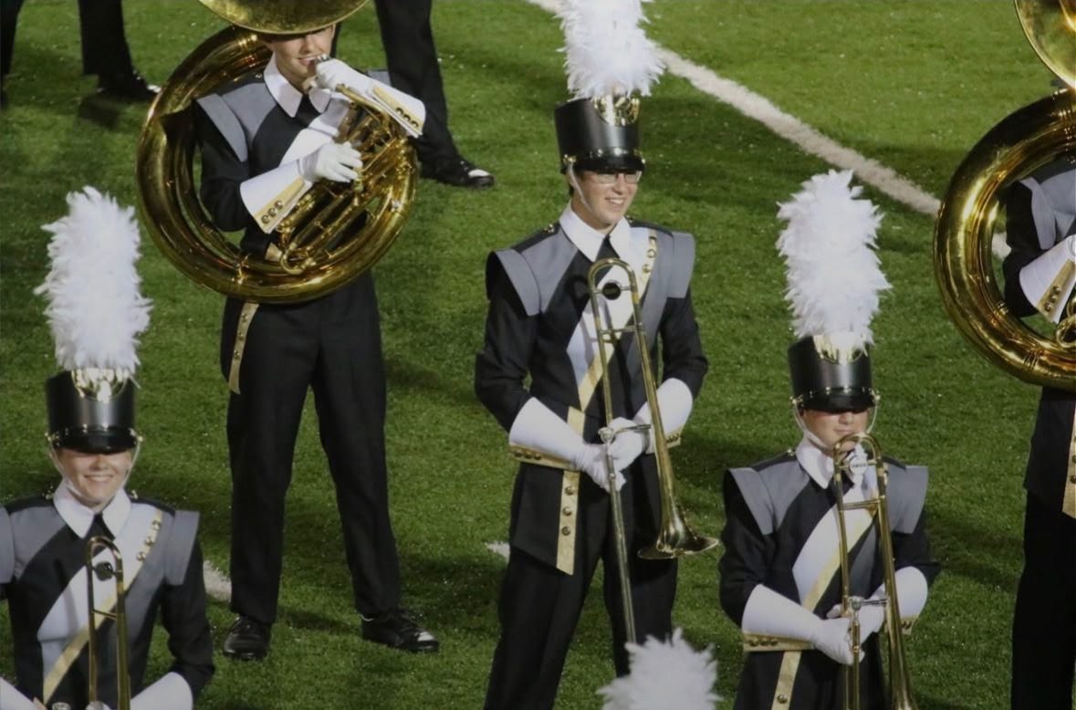 With his trombone in hand, Class of 2019 alum Noah Korenfeld stands in his marching band attire during a Lafayette football halftime show. Korenfeld began high school not very interested in music, but then, he joined the marching band. “Somehow, I got convinced to be in marching band, and then, somehow I got convinced to be in jazz band,” Korenfeld said.
